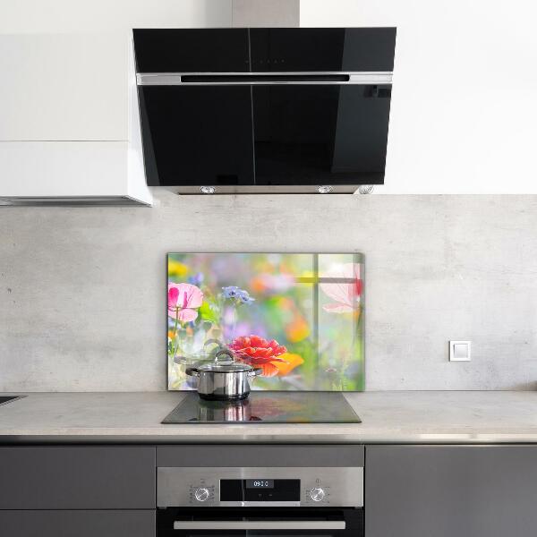 Kitchen wall panels Summer meadow of poppies