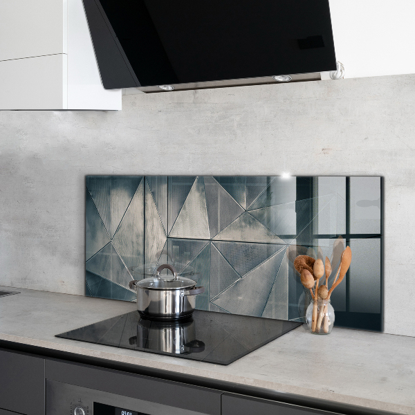 Kitchen glass panel Metal abstract triangles