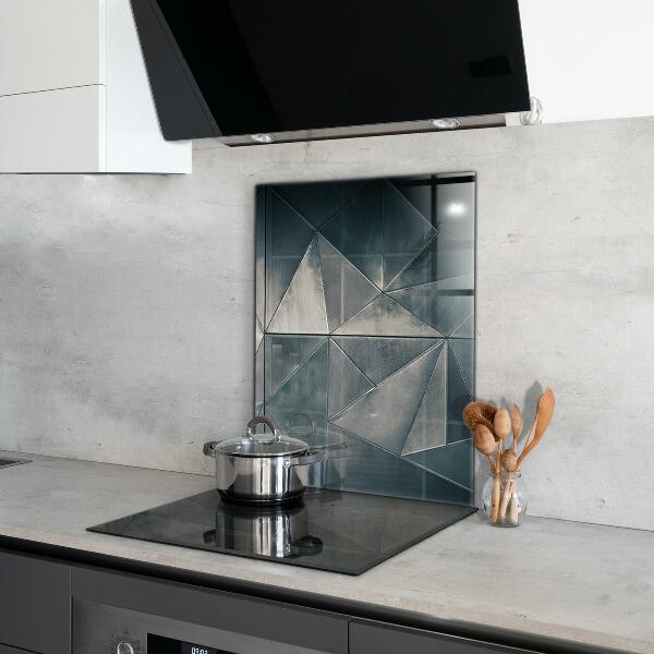 Kitchen glass panel Metal abstract triangles