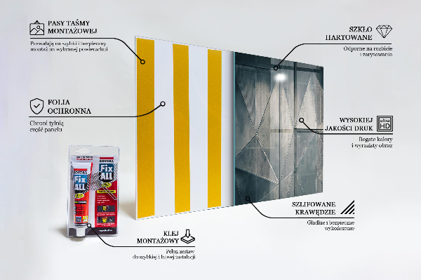 Kitchen glass panel Metal abstract triangles