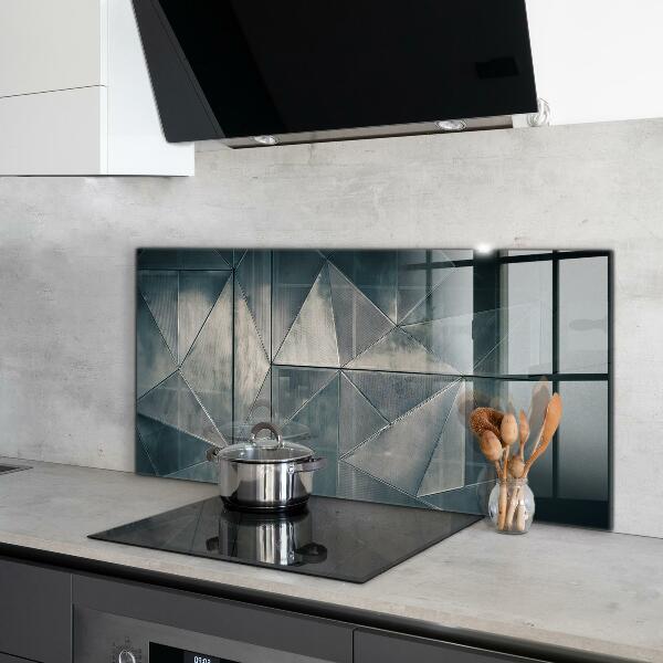 Kitchen glass panel Metal abstract triangles