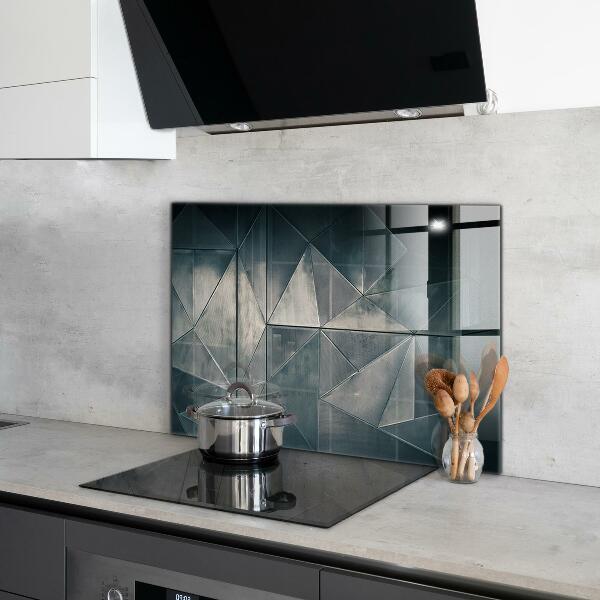 Kitchen glass panel Metal abstract triangles