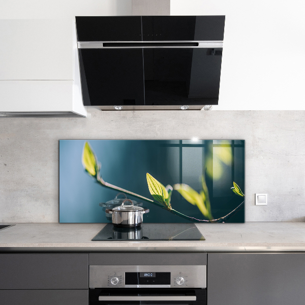 Kitchen wall panels Shiny leaf on branch