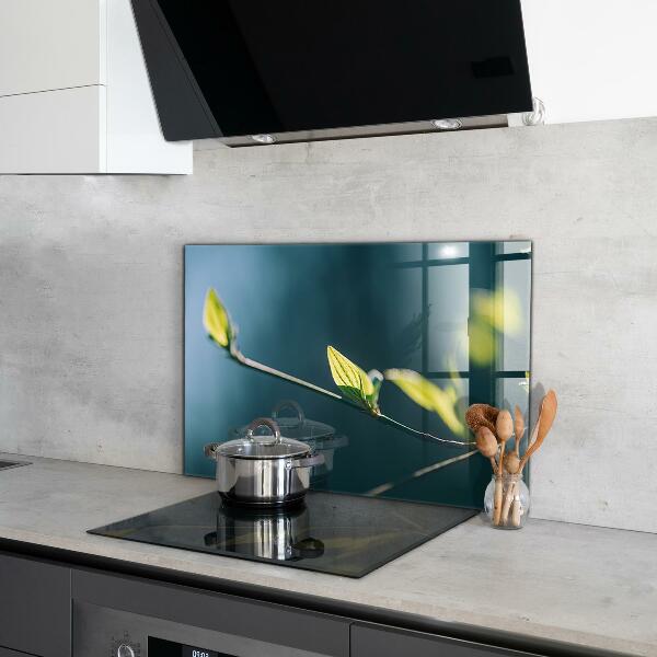 Kitchen wall panels Shiny leaf on branch