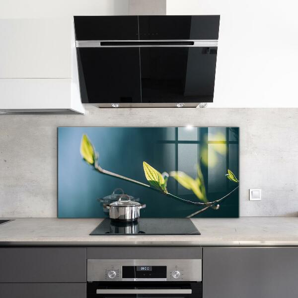 Kitchen wall panels Shiny leaf on branch