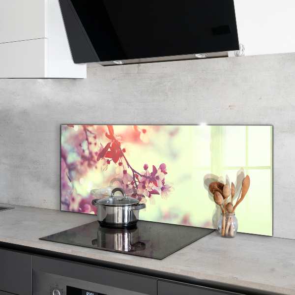 Kitchen wall panels Blooming pink tree