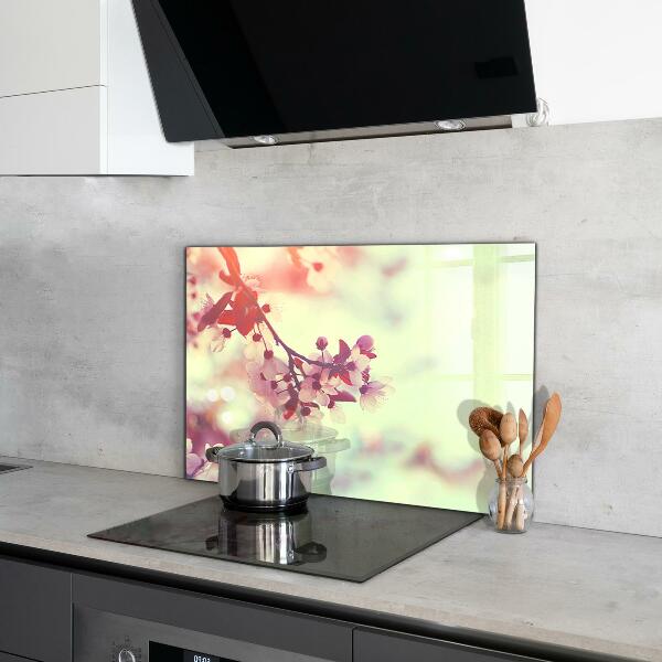 Kitchen wall panels Blooming pink tree