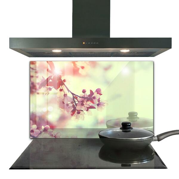 Kitchen wall panels Blooming pink tree