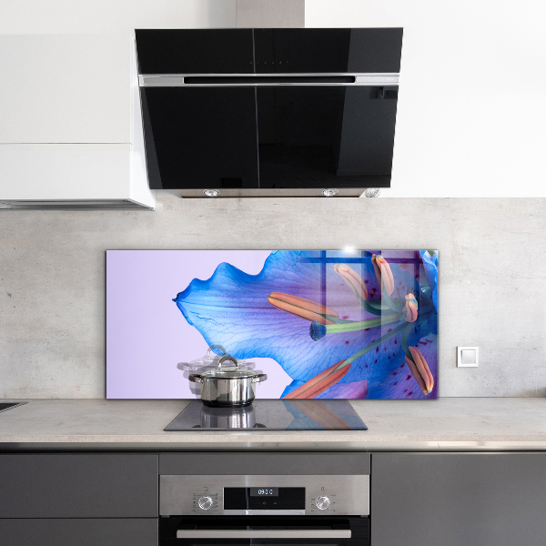 Kitchen wall panels Beautiful blue lily