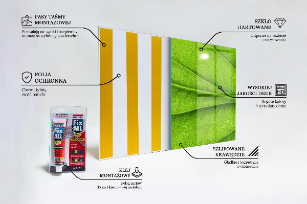 Kitchen wall panels Green leaf details