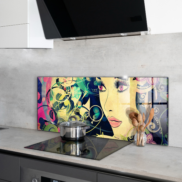 Kitchen wall panels Girl on a summer day