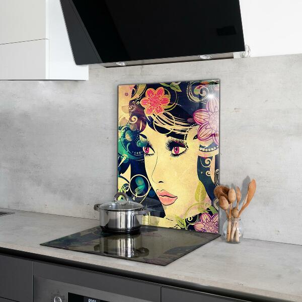 Kitchen wall panels Girl on a summer day