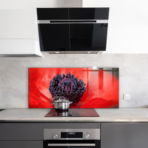 Kitchen panel Red poppy details