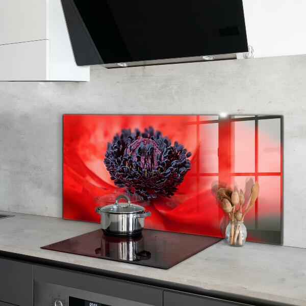 Kitchen panel Red poppy details