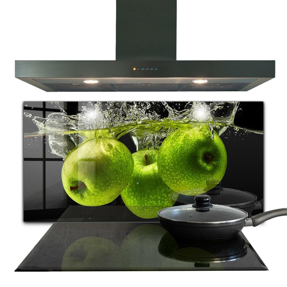 Kitchen wall panels Green apples in water