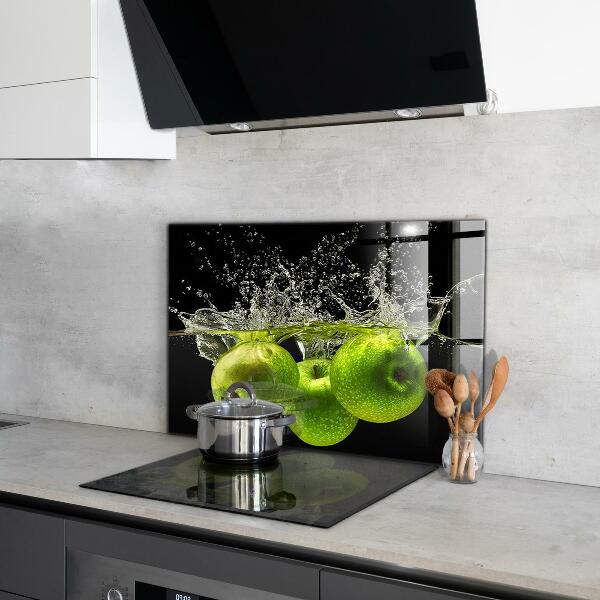 Kitchen wall panels Green apples in water