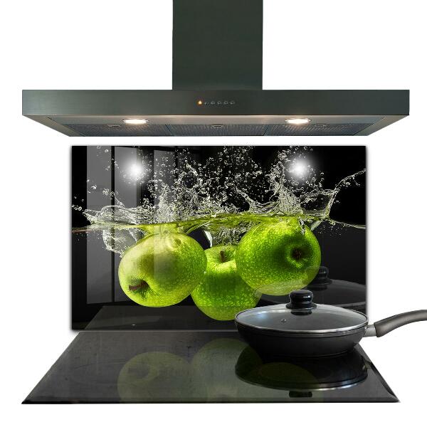 Kitchen wall panels Green apples in water
