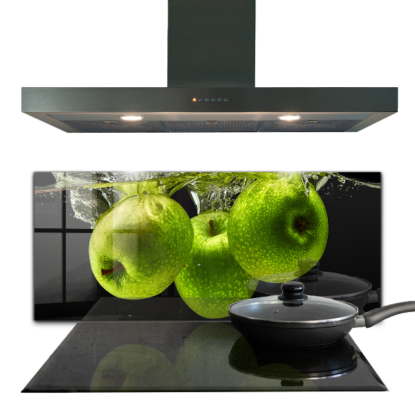 Kitchen wall panels Green apples in water