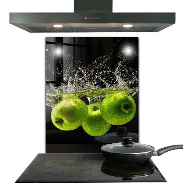 Kitchen wall panels Green apples in water
