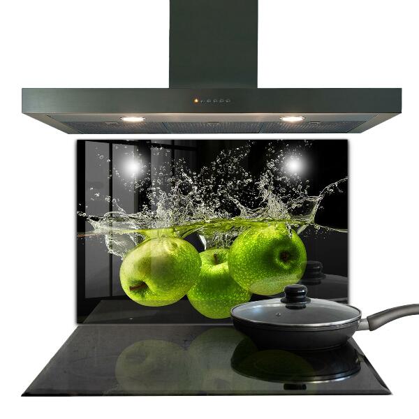 Kitchen wall panels Green apples in water