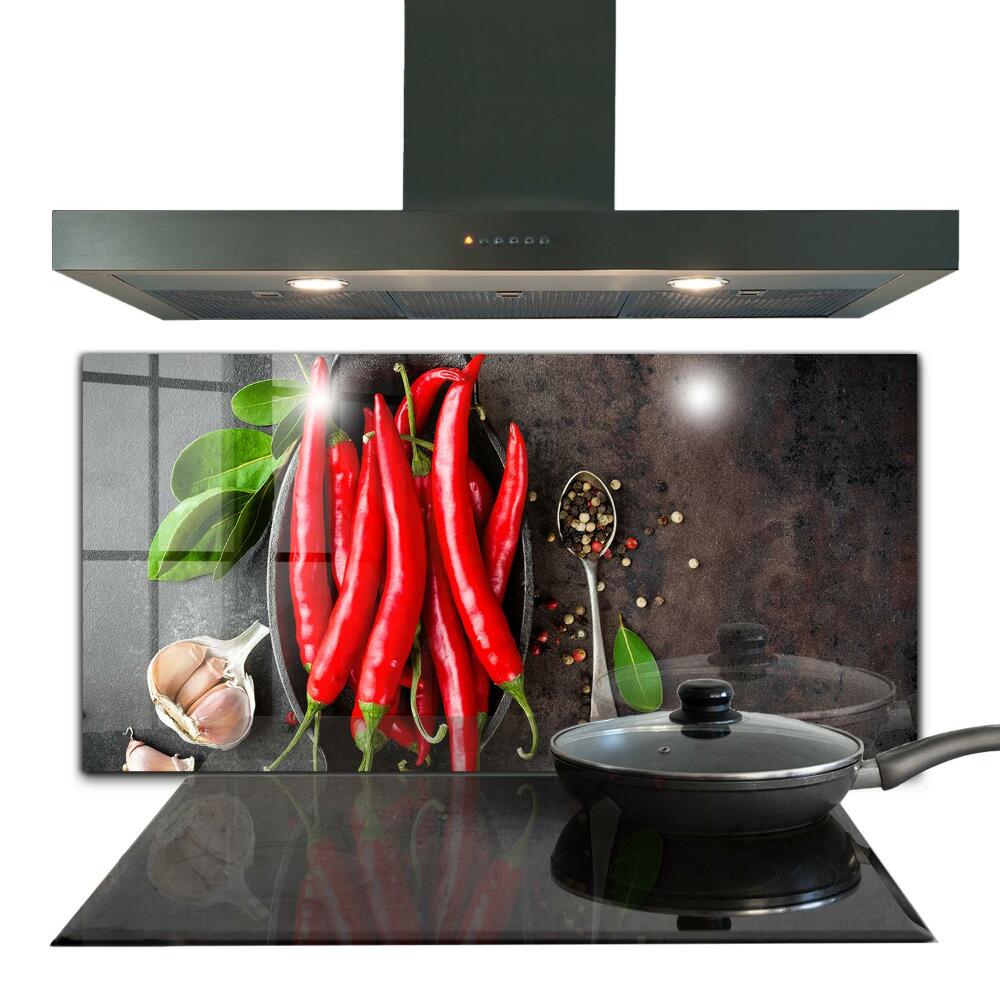 Kitchen wall panels Hot peppers cooking