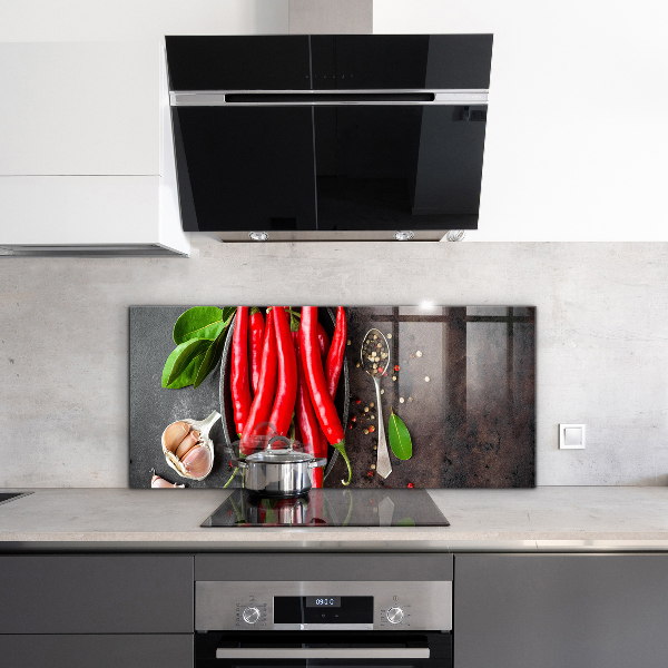 Kitchen wall panels Hot peppers cooking