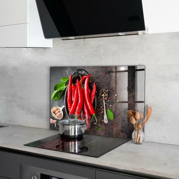 Kitchen wall panels Hot peppers cooking