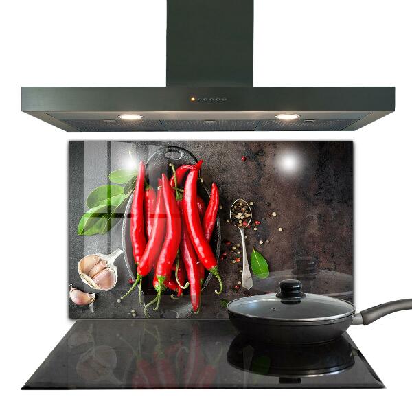Kitchen wall panels Hot peppers cooking