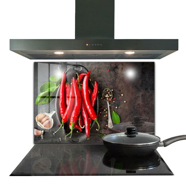 Kitchen wall panels Hot peppers cooking
