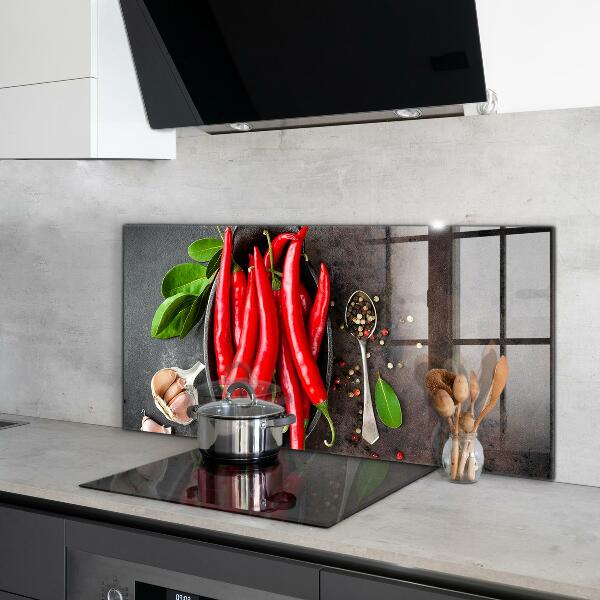 Kitchen wall panels Hot peppers cooking