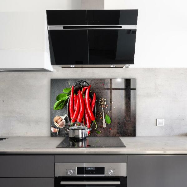 Kitchen wall panels Hot peppers cooking