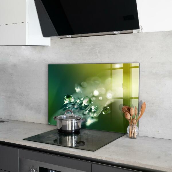 Kitchen panel Dew on green leaves