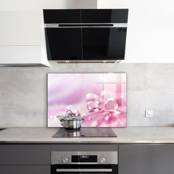 Kitchen splashback Dew drops on a pink flower