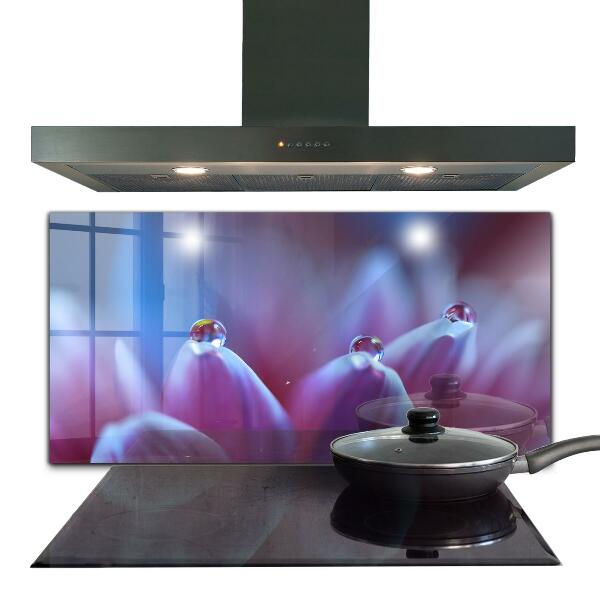 Splashback for kitchen walls Dew drops purple flower