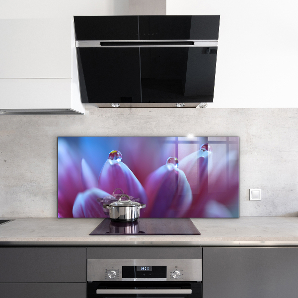 Splashback for kitchen walls Dew drops purple flower