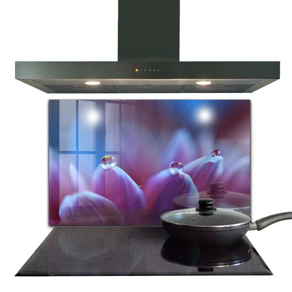 Splashback for kitchen walls Dew drops purple flower