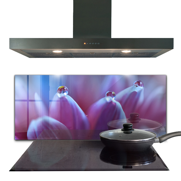 Splashback for kitchen walls Dew drops purple flower