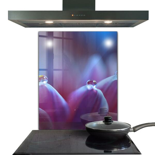 Splashback for kitchen walls Dew drops purple flower