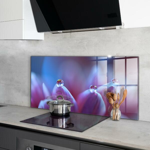 Splashback for kitchen walls Dew drops purple flower