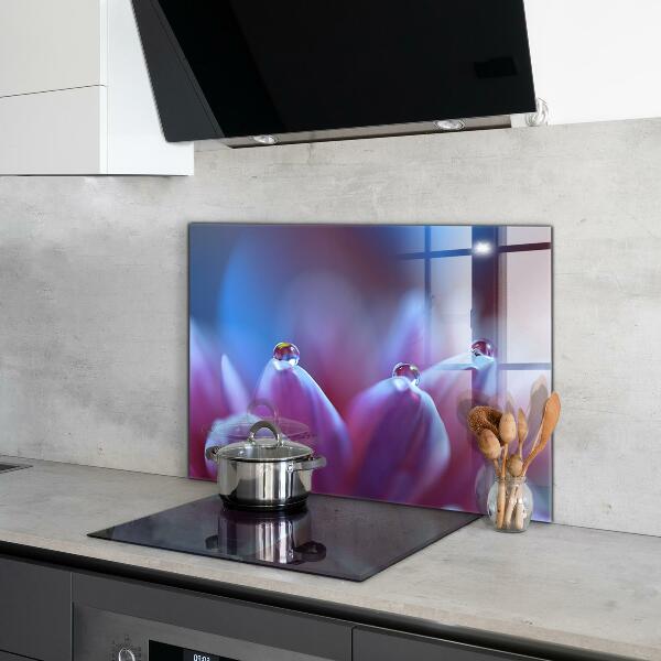 Splashback for kitchen walls Dew drops purple flower