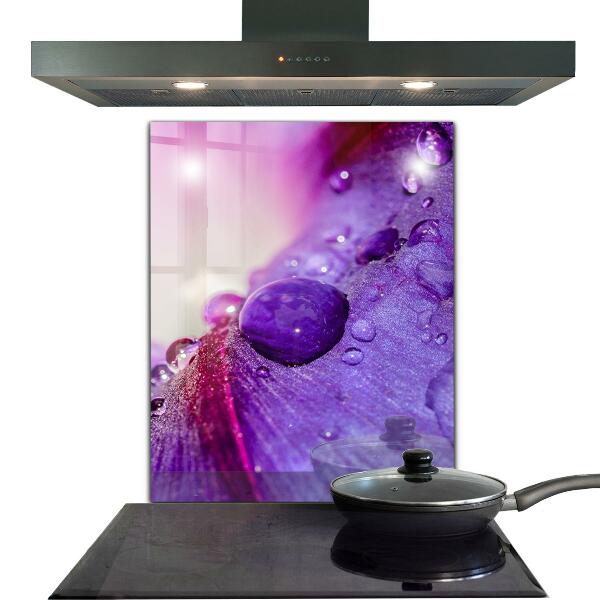 Splashback for kitchen walls Purple flower with morning dew