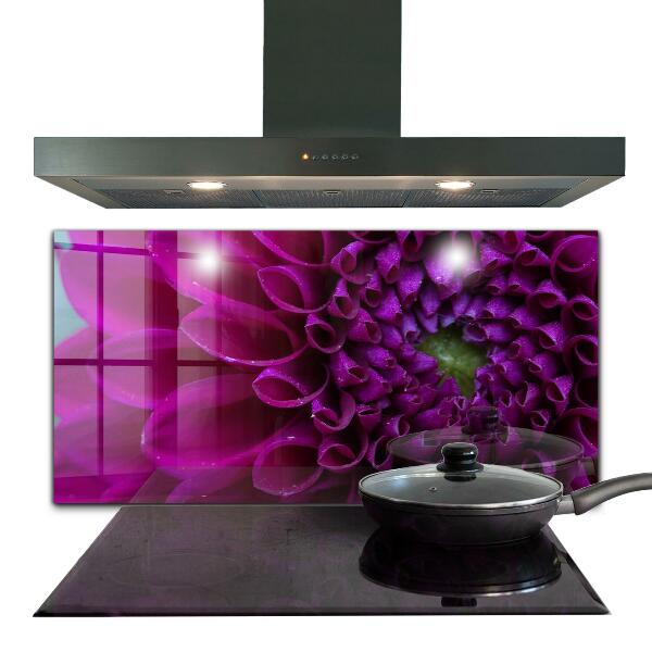 Splashback for kitchen walls Purple flower details