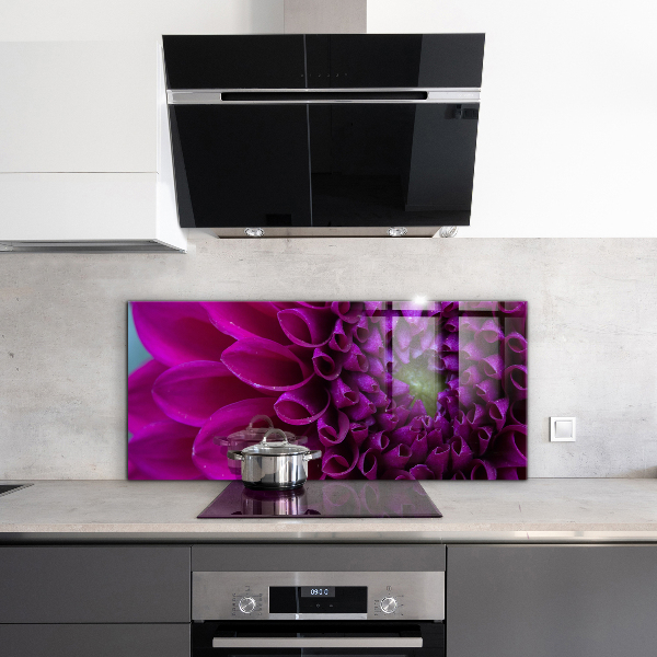 Splashback for kitchen walls Purple flower details