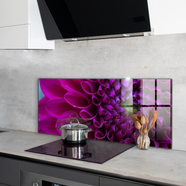 Splashback for kitchen walls Purple flower details