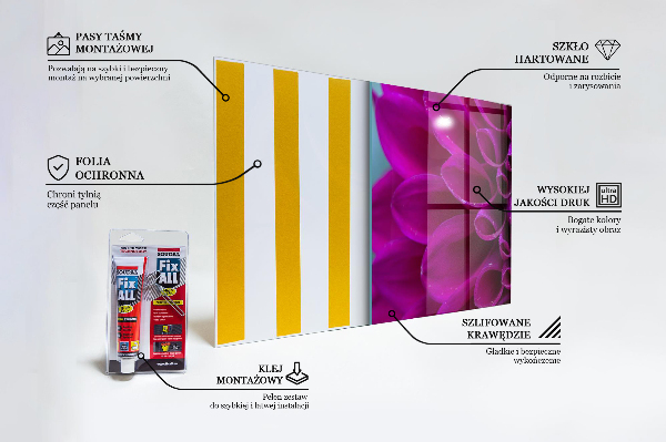 Splashback for kitchen walls Purple flower details