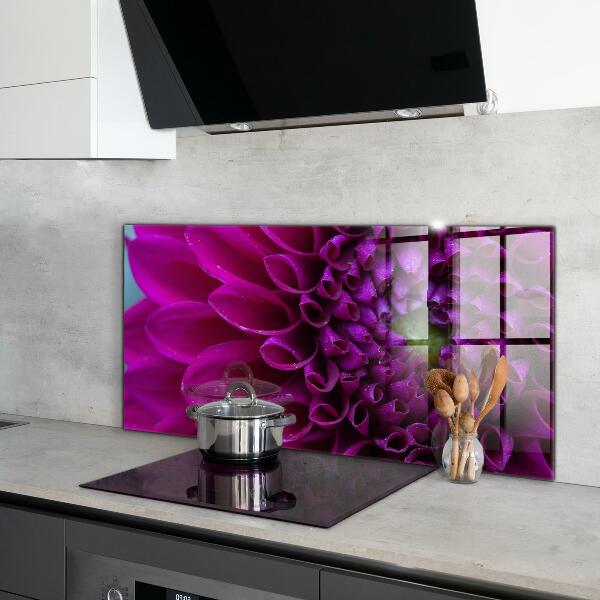Splashback for kitchen walls Purple flower details