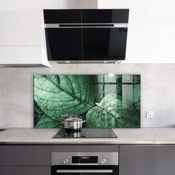 Splashback for kitchen walls Green leaf details