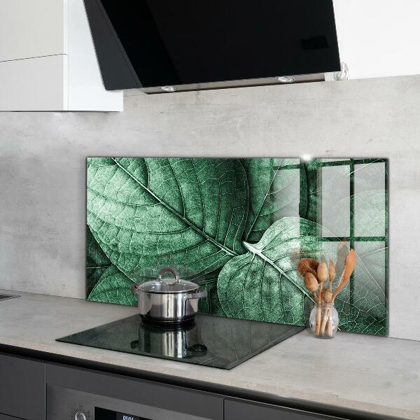 Splashback for kitchen walls Green leaf details