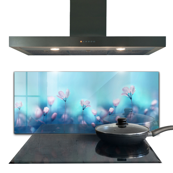 Kitchen splashback Flowers behind the morning fog
