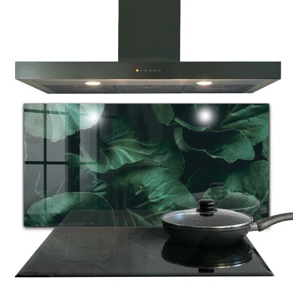 Kitchen splashback Dark green leaves